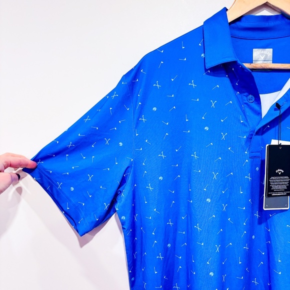 CALLAWAY Blue Printed Golf Polo Shirt | Breathable active stripes | Medium * - Picture 3 of 6
